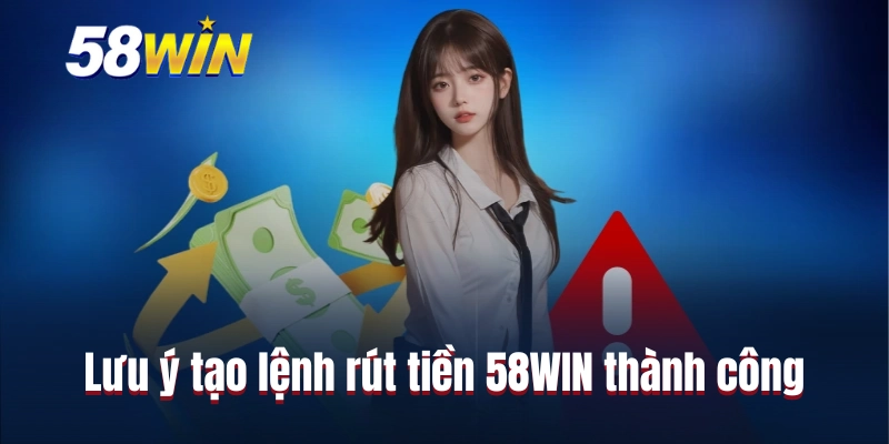 Lưu ý tạo lệnh rút tiền 58WIN thành công